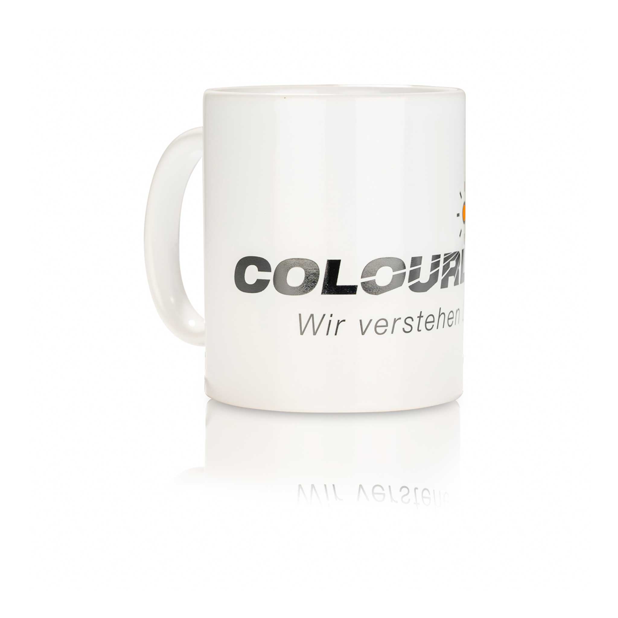 White mug with Colourlock logo